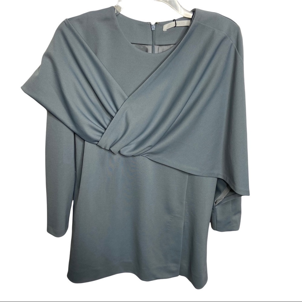 NWT Johanna Ho Size 40 Gray Asymmetric Drape Tunic Top